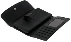 W103 Trifold wallet with button flap snap closure